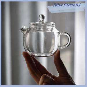 Ditur 150ml 5oz Mini Clear Teapot High Borosilicate For Hot Beverages Teapot For One Person Use Kung Fu Tea For Home Office Cafe