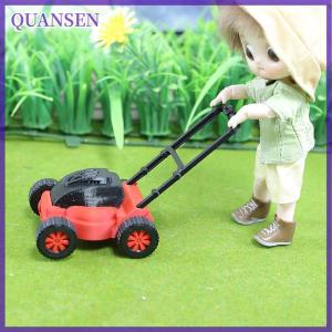 QUANSEN อุปกรณ์ตกแต่งเฟอร์นิเจอร์จิ๋ว1ชิ้น1:18 1:12เครื่องตัดหญ้าตุ๊กตารถตัดหญ้าจำลองสำหรับเด็กสวนเครื่องตัดหญ้าของเล่นอุปกรณ์ซ่อม
