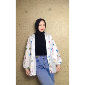 Kiyowo Outer Motif Wanita / Cardigan Outer Wanita Korean style muslim tangan panjang fit to  xxl