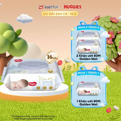[QUÀ TẶNG SLCH] Combo 16 Khăn ướt Huggies Golden Wet Wipes 80 miếng