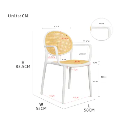 KitchenZ 2PCS Dining Chair Kerusi Makan with / without armrest White Black -DC41/DC42