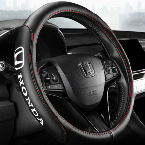 Honda Car  Leather steering wheel cover Penutup Stereng For City Civic Jazz BRV CRV HRV ACCORD （38cm）