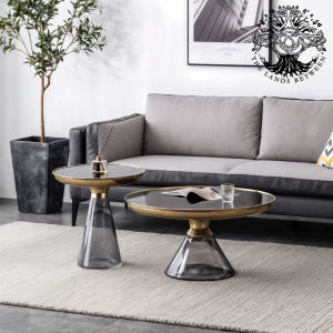 Bàn trà sofa bàn phòng khách bàn cafe đôi tròn kính VASO GLASS COSMORELAX Thủy Tinh nhập khẩu