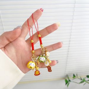 SEJUE4373 Good Luck Lucky Cat Phone Strap Lanyard KeyChain Lucky Cat Phone Lanyard Cellphone Rope Anti Loss Lucky Cat U Disk Pendant Phone Accessories