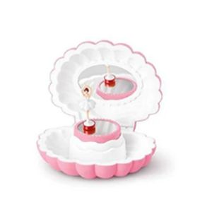 MMLUCK Dễ thương Hộp nhạc xoay vỏ sò Hình vỏ Có gương Hộp nhạc cô gái nhảy múa Dễ sử dụng Nhựa Hộp trang sức Bạn gái