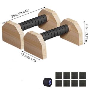 Solid Wood Parallettes Push Up Bar Pair Non Slip Portable Dip Bars for Home Gym Strength Training