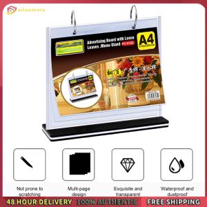 Winnereco 2pcs PVC Tabletop Holder Acrylic Sign Holder Desktop Double Display Holder for Picture Card Store Office Menu Retail Show