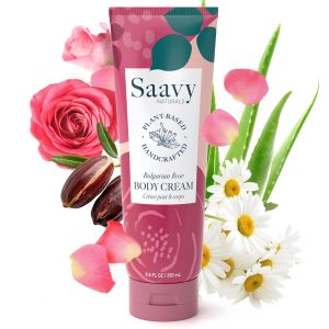 Saavy Naturals Deeply Hydrating Body Cream for Dry Skin – ing Shea Butter Plant-Based & Sustainably Sourced – Bulgarian Rose – 8.5 fl oz 1 pack