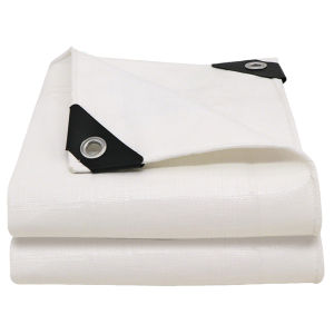 Durable White Tarps with Metal Grommets for Camping Pool Cover and Outdoor Shelter Heavy Duty Waterproof Equipment