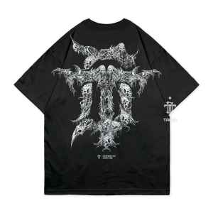 KAOS OVERSIZE & REGULER | SKULL DARK SIDE BLACK T-SHIRT | COTTON COMBED | TRIAD GRAPHIC STREETWEAR APPAREL | A4901