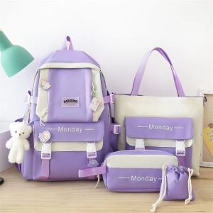 School Bag for Kids Girl Large-capacity High School Student Backpack Ins Korean Girl Backpack Multi-Pocket Cute