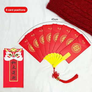Valentines Day Gift Bag Creative Fan Red Packet Folding Fan Red Packet Folding Ampao Money Envelope Thickened Fan Shaped Red Envelope For New Year 6/8/10 Rabbit Ears Festival New Year Red Envelopes Gift Money Bag