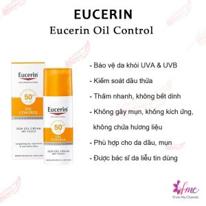 [MUA 1 TẶNG 1] Kem Chống Nắng Kiểm Soát Nhờn cho Da Dầu Eucerin Gel Creme Oil Control SPF 50+ 50ml + Tặng 1 túi chườm giảm đau bụng