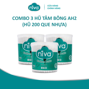 Tăm Bông Niva Hũ Xoay 200 Que Thân Nhựa AH2 Đa Năng Chuyên Dùng Ngoáy Tai Vệ Sinh Trang Điểm