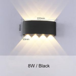 8/12W LED Wall Lamp In/Outdoor Waterproof Garden Corridor Lighting Aluminum AC86-265 Indoor Bedroom Wall Light