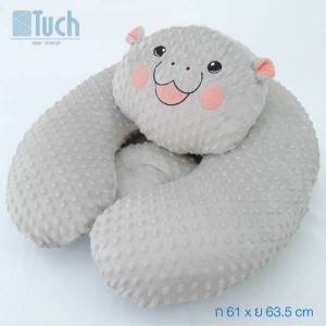 Tuch ที่นอนกันกรดไหลย้อน หมอนรองให้นม หมอนกันสะดุ้ง ลายฮิปโปเทา