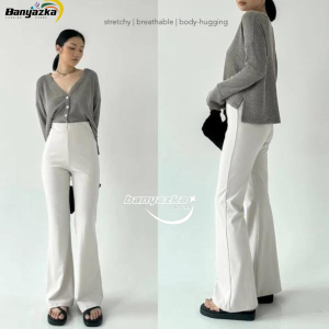 Flare Pants Highwaist Celana Kulot Cutbray Bahan Scuba Tebal Premium wanita vol.1