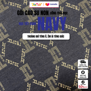 Gối Cao Su Non Công Thái Học Zenmay Xanh Navy 40x60cm – Êm Ái Giảm Đau Cổ Vai Gáy Thoáng Khí Họa Tiết Thanh Lịch Cao Cấp