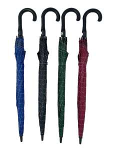 (ELLA SHOP) 27 inches j-handle printed Plaid coated umbrella uv sun/rain protect