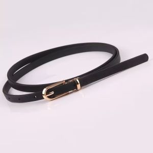 Womens Korean Thin Leather Belt Adjustable Faux Pearl Buckle Chic Versatile For Casual Dressy Daily Wear