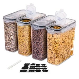 (SG STOCK) AT-4P 4Pcs Cereal Storage Containers Airtight Food Storage Box Large PP Kitchen Keeper Easy Pouring Lid Sealed Cans