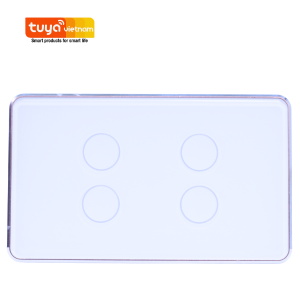 Công tắc cảm ứng thông minh wifi loại Đặc Biệt nút chạm lõm viền nhôm màu vàng