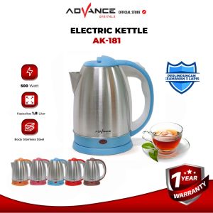 Advance Teko Air Panas Listrik Otomatis / Kettle Elektrik Stainless Steel 1.8 Liter - AK181 - FREE ONGKIR Jabodetabek