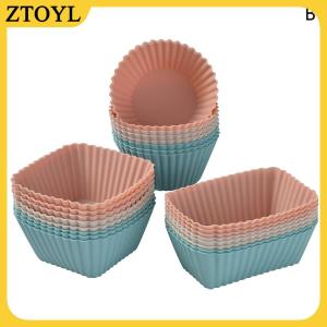 ZTOYL 12PCS tái sử dụng Silicone cupcake nướng ly không dính Muffin Lót khuôn Bộ Bento Hộp Ăn Trưa ngăn Pastry khuôn bánh