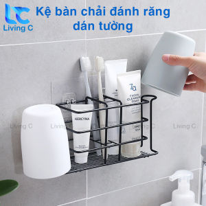 Kệ đựng đồ nhà tắm kệ đựng bàn chải đánh răng KIM LOẠI Living C K125 Giá kệ bàn chải kem ly cốc đánh răng nhà tắm có miếng dán tường chịu lực