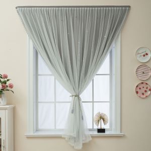 NECE 🔥สต๊อกในไทย🚚🔥 ผ้าม่าน ม่าน ม่านหน้าต่าง ผ้าม่านหน้าต่าง 2 ชั้น ใช้ตีนตุ๊กแก ลายดาว หมัดฟรี ม่านทึบแสง ม่านโปร่งแสง