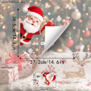 MAOMEI HOUSE Chống thấm nước Decal dán tĩnh điện 3D chủ đề Giáng sinh Có thể tháo rời tĩnh điện In phẳng 2D Nhãn dán cửa trang trí cho tiệc Giáng sinh. Người tuyết Tự làm Miếng dán cửa sổ kính kiểu dệt nhung Năm mới
