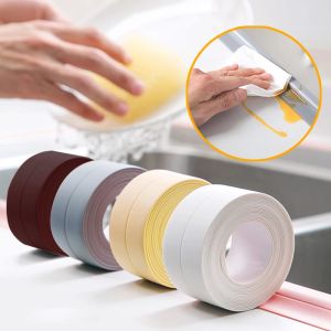 Self Adhesive Bathroom Kitchen Waterproof Tape Sink Sealing Sticker White/GreyCoffee(3.2M x 3.8CM)