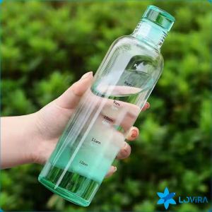 LoviRa 500ml Plastic Bottle Portable Colorful/Transparent Creative Time Mark Water Cup