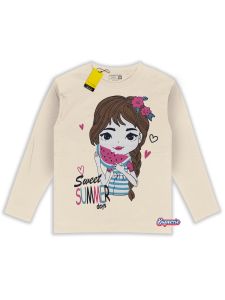 Kaos anak cewek lengan panjang motif animasi lucu SWEETSUMMER CREAM bahan adem sablon plastisol