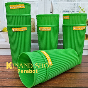 1 LUSIN Gelas minum PLASTIK TRUBBLE PLASTIK ULIR BAMBU TEBAL
