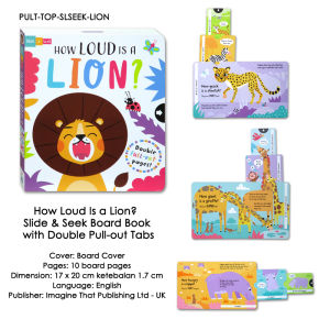 T-Rex & Lion Slide & Seek Board Book with Double Pull-out Tabs