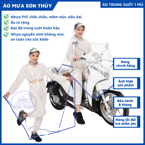 Áo mưa trong suốt Sơn Thủy vải dày to rộng PVC freesize