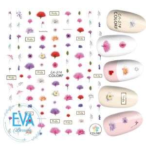Sticker Dán Móng Tay 3D Dạng Decal Dán Móng Chống Nước Hoạ Tiết Bông Hoa Chi Cúc Tây Aster Flower CA514