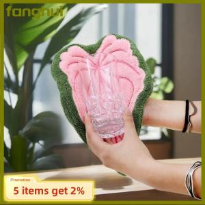 fanghui ผ้าขนหนูเช็ดมือลายใบไม้ปะการังผ้าขนหนูขนนุ่มใช้ทำความสะอาดห้องครัวใช้ในครัวเรือนแบบแขวนในห้องน้ำที่สร้างสรรค์ซับน้ำได้ดี
