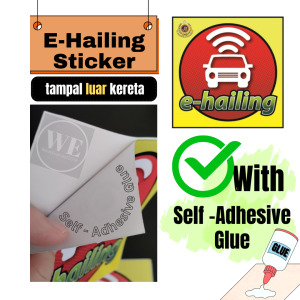 2pcs E-Hailing Sticker with Self Adhesive Glue for Car Windscreen (15cm x 15cm) JPJ Standard Pelekat Stiker E Hailing Tampal Luar Cermin Kereta Grab Lalamove Mycar Black Tinted Glass Window
