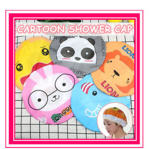 Cute Shower Cap Cartoon PVC Reusable Bath Salon Waterproof Hair Cover Animal Pattern Print Hat Elastic Band Keep Dry