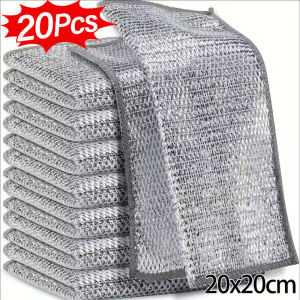 YESPERY 50Pcs Steel Wire Dishcloth Steel Mesh Cleaning Rag Non-Scratch Kitchen Scrubber Thicken Microfiber Wipe for Pots Pans and Sink