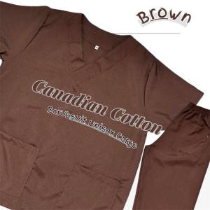 Brown Cotton scrubsuit Uniform for Staff// Cargo Pants/ Garterize