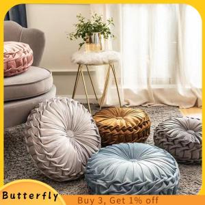 Butterfly Light Luxury Solid Color Dutch Velvet Pumpkin Sofa Pillow Hand Sewn Wheel Shape Chair Waist Pillow Cushion