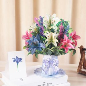ILOIQD Paper Mothers Day Birthday Greeting Card Wishing Carving Flower 3D Pop Up Greeting Card Carved Card Creative Thank You Card Thanksgiving