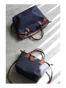 Zipper Tote Bags For Women Nylon With Real Leather Handbag High Quality Single Shoulder Bag2026