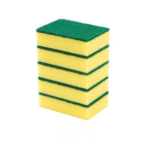 5Pcs Kitchen cleaning dishwashing sponge magic wiping household cleaning sponge/scouring pad cleaning durable square long-term use suitable for tiles plates pots and pans