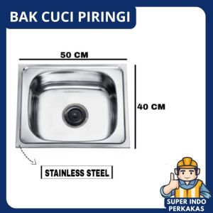 bak cuci piring wastafel stainless steel ukuran 50cm