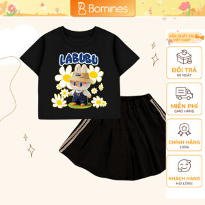 Set váy bé gái Labubu Bomines Bộ áo chân váy dễ thương cho bé 4-12 tuổi 14-36kg SETCVLABUBUHOACUC