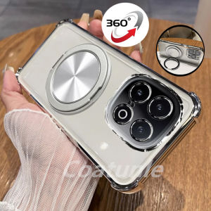 Giá đỡ từ tính mạ chống va đập xoay 360 ° Vỏ trong suốt cho Funda Huawei Honor X7C X7B HonorX7C X7 C B Vỏ mềm